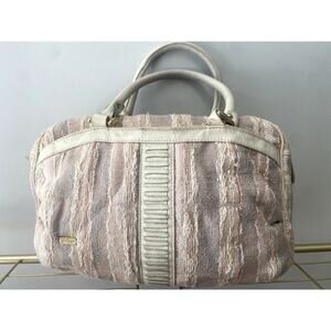 Vintage Phillippe Cream Pastel 80's Textured Handbag W/ Leather